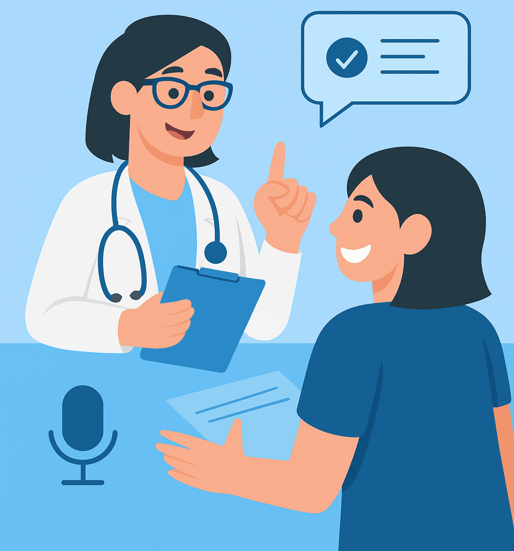 Patient reviewing notes on a tablet